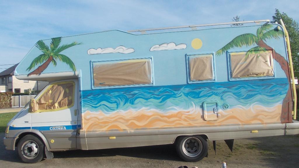 Heb je een saaie camper,graffiti stijl, Caravans en Kamperen, Mobilhomes, Particulier, meer dan 6, Buscamper of Camperbus, Volkswagen