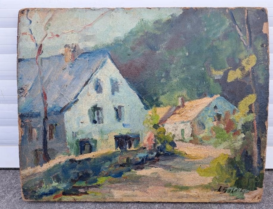 Huile sur carton marouffle signe leon soleil, Antiquités & Art, Art | Peinture | Classique, Enlèvement ou Envoi, Panneau