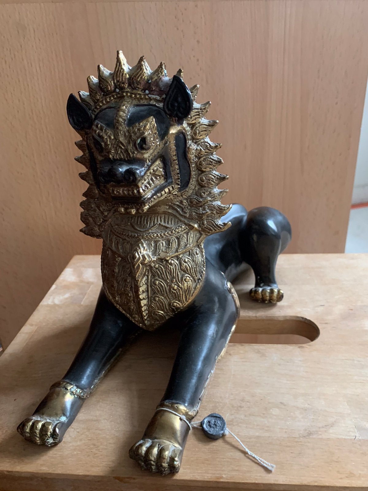 Statue Lion Bronze Thaïlandais Antique, Comme neuf