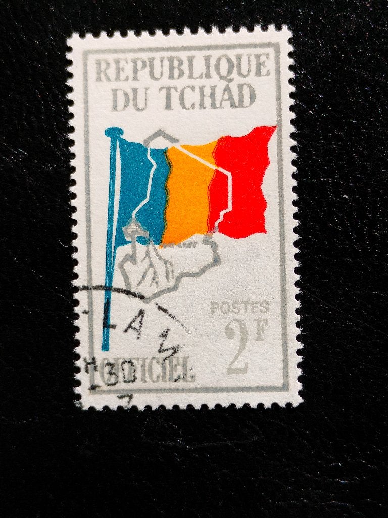 Tsjad 1966 - vlag, landkaart, Verzenden, Overige landen, Gestempeld