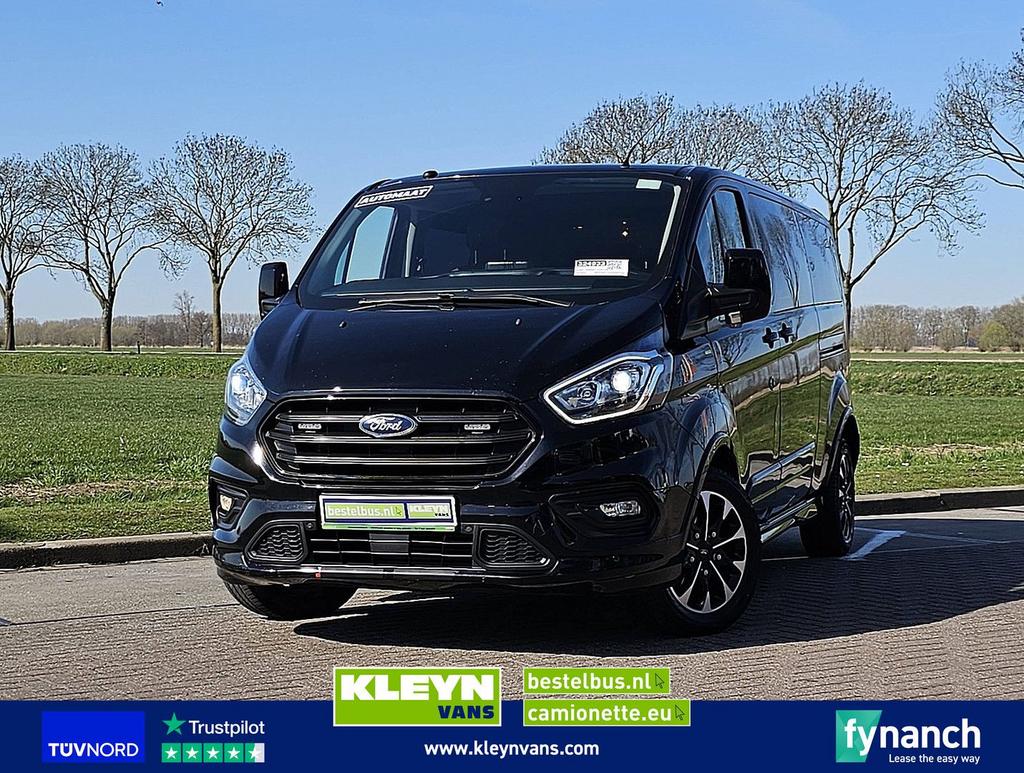 Ford TRANSIT CUSTOM 2.0 ac aut. Dub cab EUR6, Auto's, Bestelwagens en Lichte vracht, Automaat, Zwart, Bedrijf, Diesel