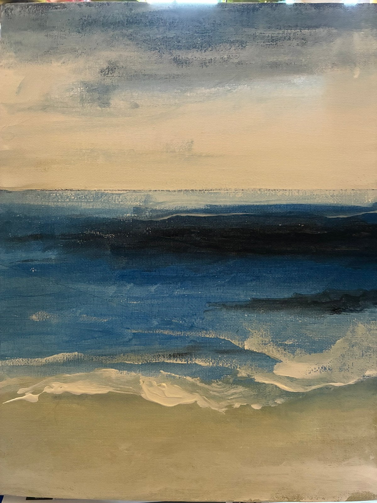 Vue sur la mer, Antiquités & Art, Peinture acrylique, Enlèvement, Toile, Peint à la main