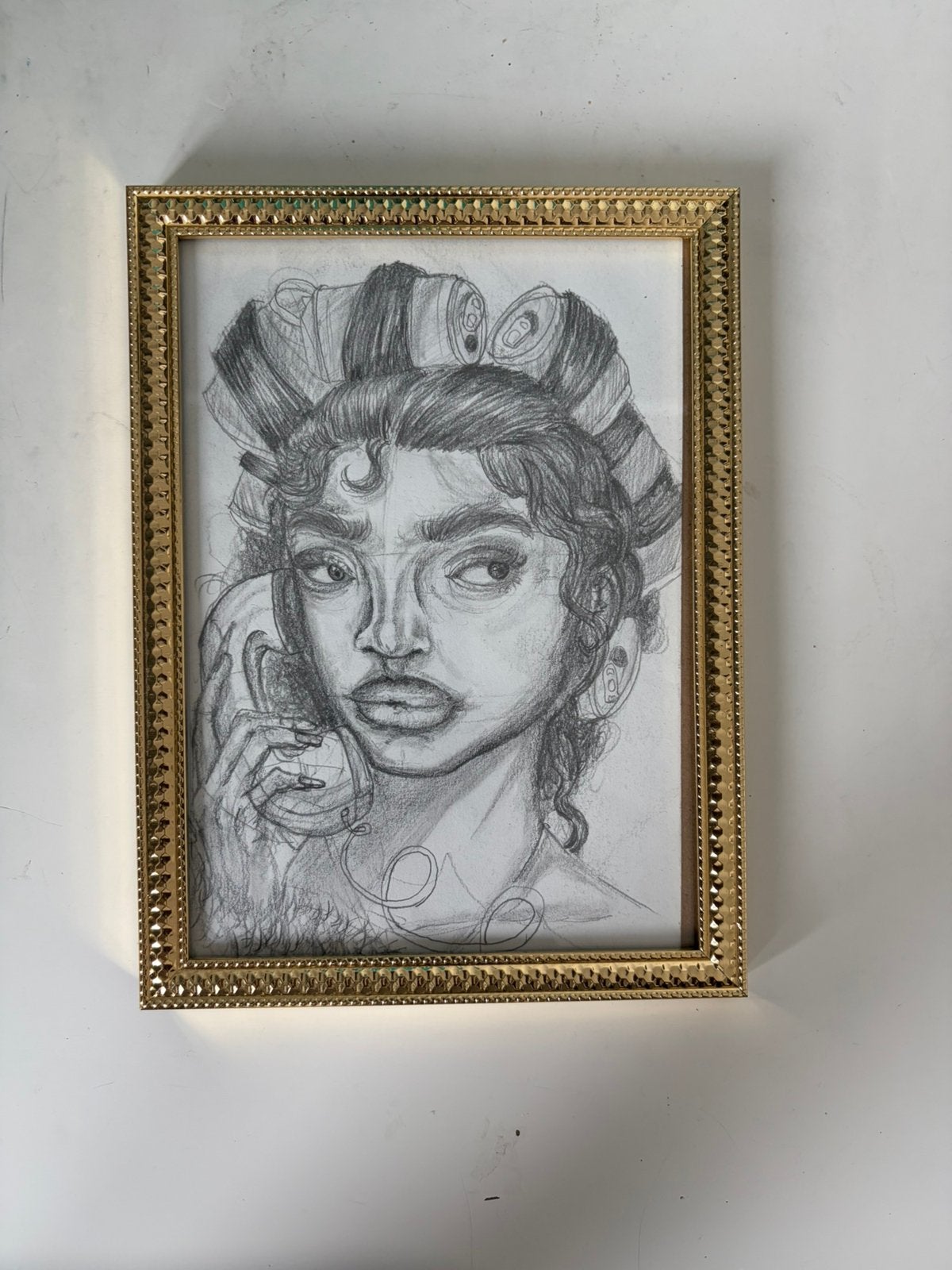 Portrait A5, Antiquités & Art, Enlèvement ou Envoi, Dessin, Dessin au crayon, Encadré