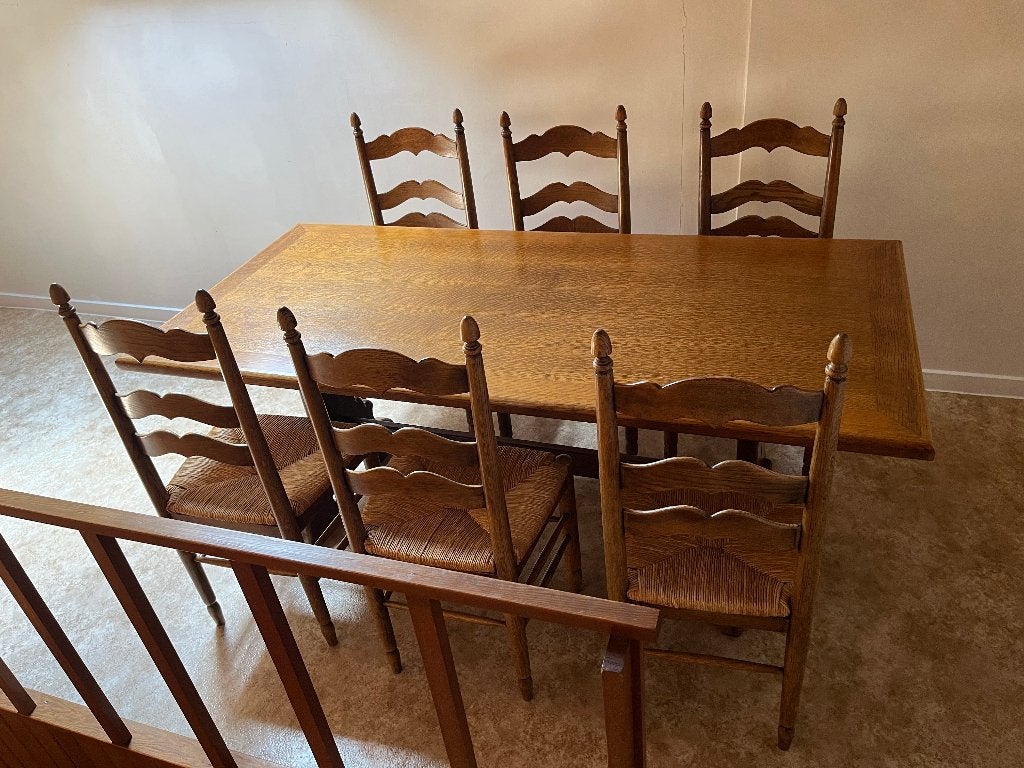 Eettafel + 6 stoelen, Ophalen, Eikenhout, 50 tot 100 cm, Vijf personen of meer