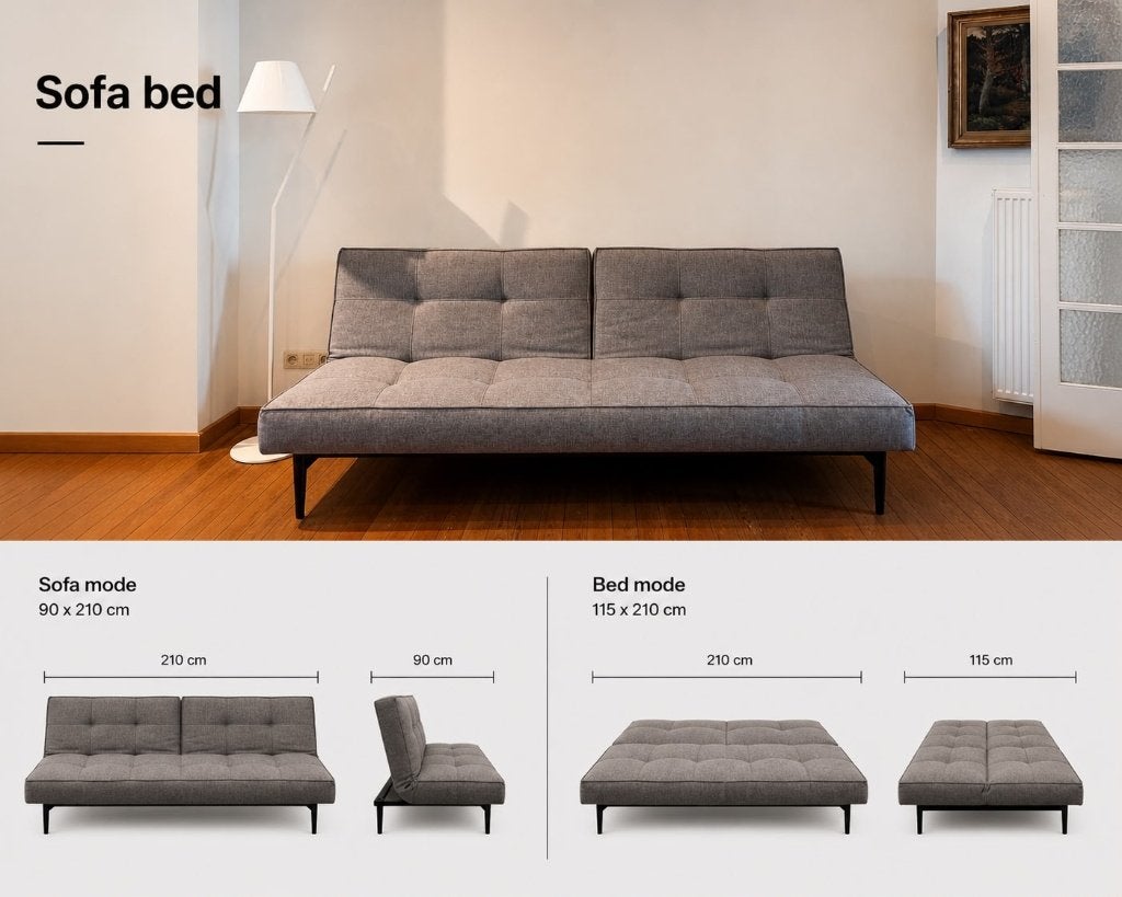 Canapé lit gris, Maison & Meubles, Canapés | Salons, Comme neuf, Banc droit, Trois personnes, 200 à 250 cm, 75 à 100 cm, Métal