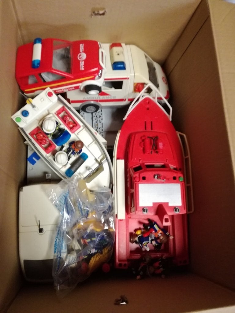Doos thema 'redding' met Playmobil, Kinderen en Baby's, Ophalen, Gebruikt