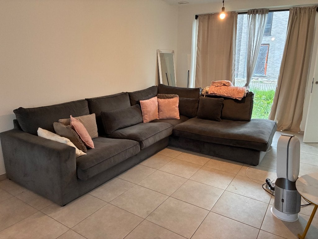 Canapé d'angle, Maison & Meubles, Canapés | Salons, 100 à 125 cm, 250 à 300 cm, Velour, donker grijs, Banc d'angle