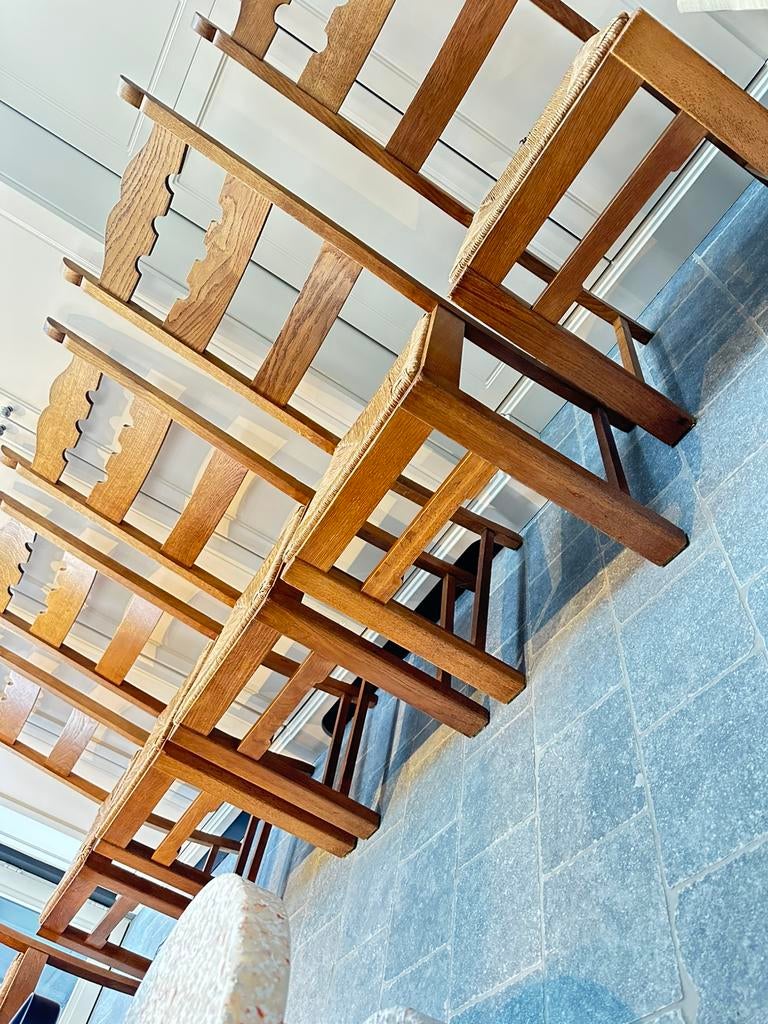 Stoelen 6 met biezen zitting , vintage, Huis en Inrichting, Stoelen, Ophalen, Gebruikt