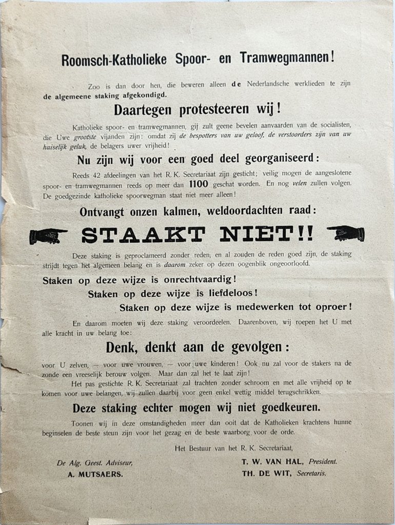Anti Staking pamflet spoorwegen circa 1920 !!