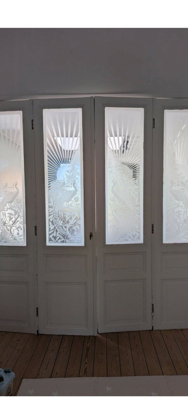4 delige deur met geetst glas, Ophalen, Glas