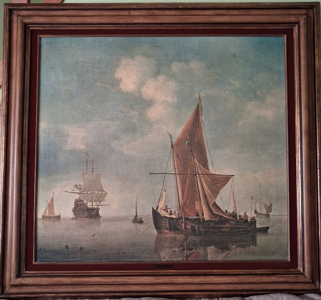 Ingelijst schilderij, Antiek en Kunst, Kunst | Schilderijen | Klassiek, Ophalen, Maritiem / water, Doek, Olieverf
