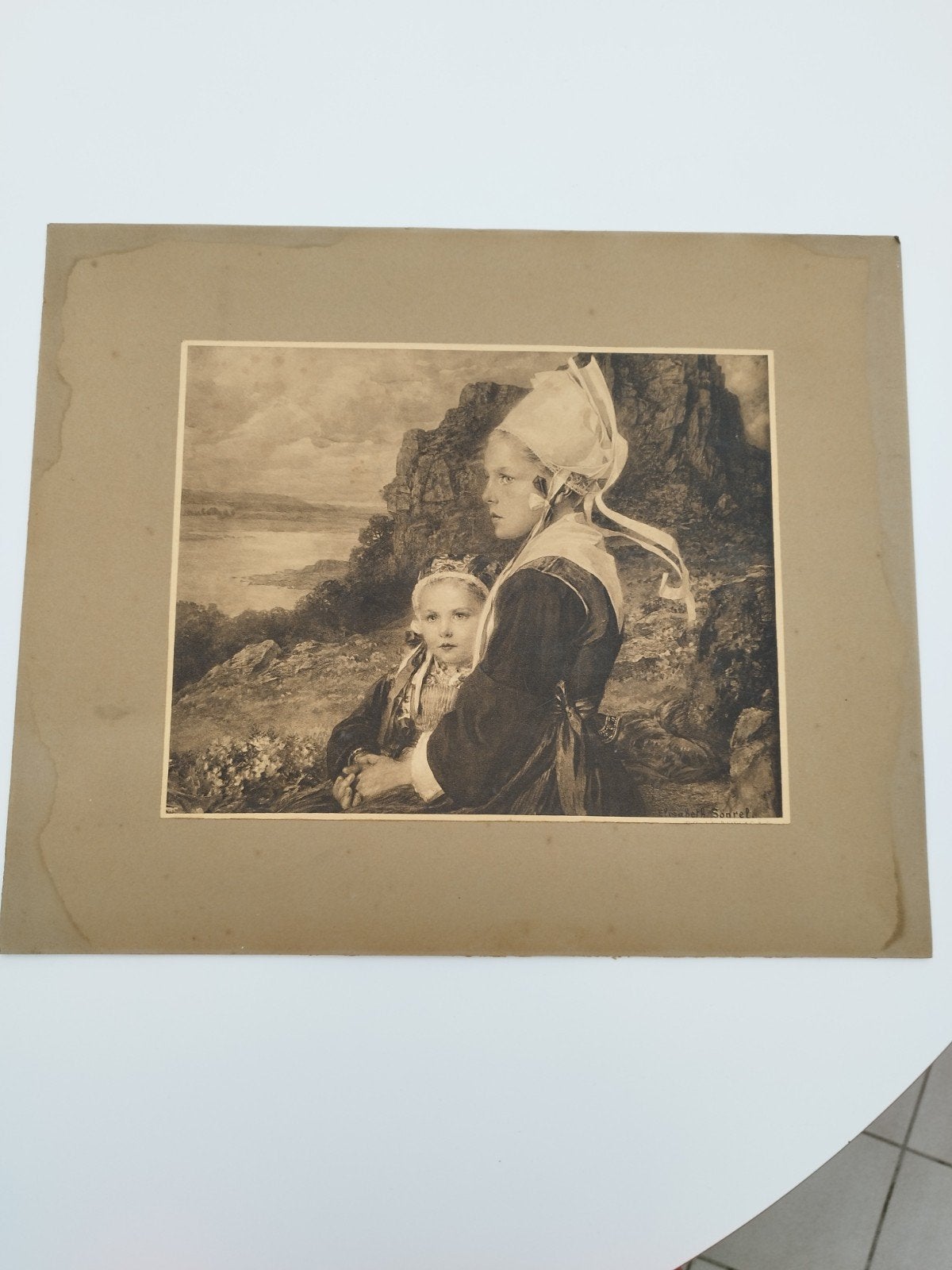 Antieke fotogravure Bretagne (Élisabeth Sonrel) – Berl, Antiek en Kunst, Kunst | Etsen en Gravures, Ophalen of Verzenden