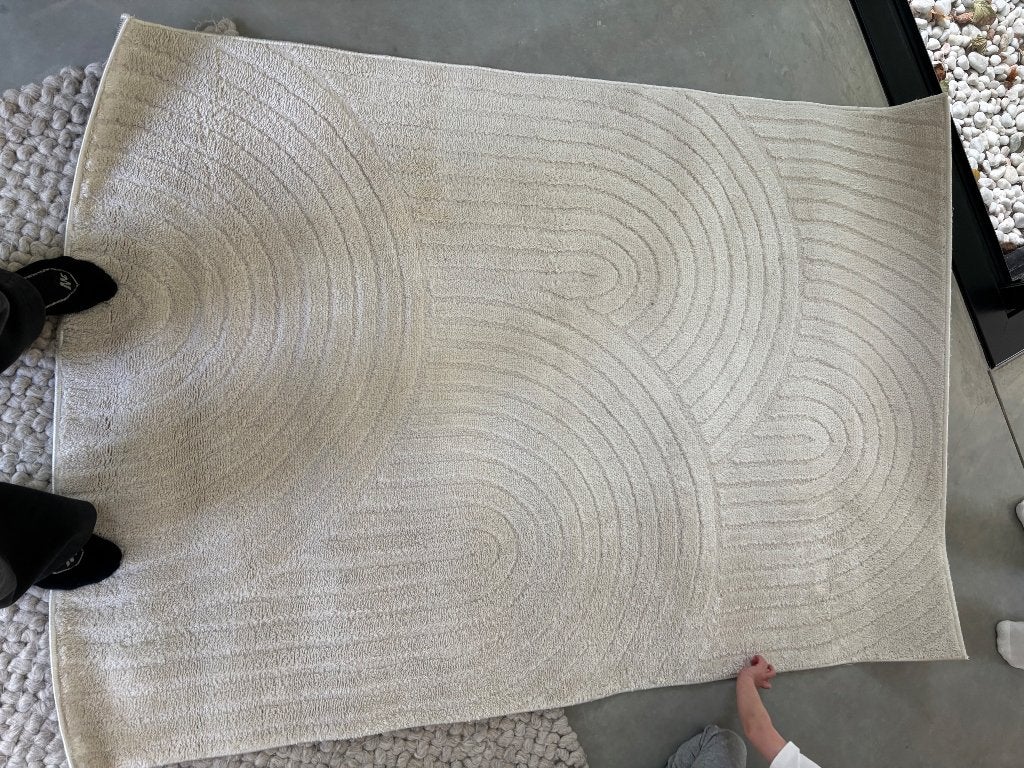 Tapijt, Ophalen, 100 tot 150 cm, Wit, Zo goed als nieuw