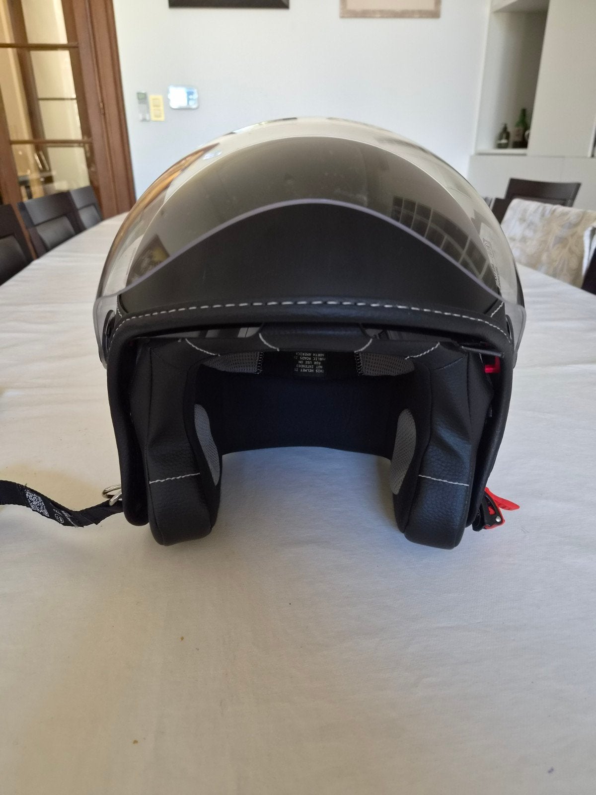 Vespa stijl jethelm met vizier – bijna nieuw, Ophalen of Verzenden, Zo goed als nieuw, Large, LS