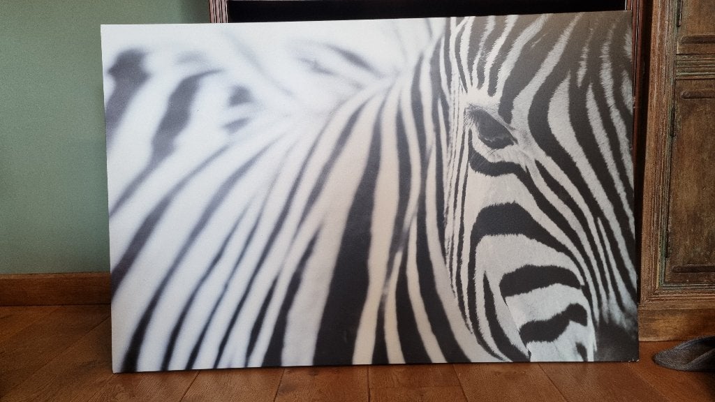 Grand Tableau Toile IKEA Pjätteryd Zèbre Noir et Blanc, Enlèvement, Comme neuf, Tableau noir