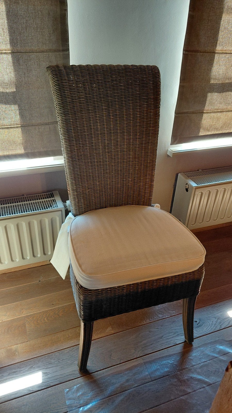 6 rieten stoelen met mooie kussens, Antiek en Kunst, Ophalen