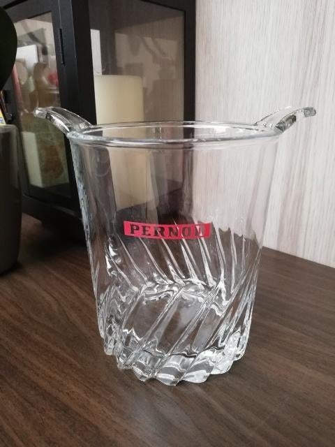 Zwaar glazen ijsemmer Pernod, Ophalen of Verzenden, Zo goed als nieuw