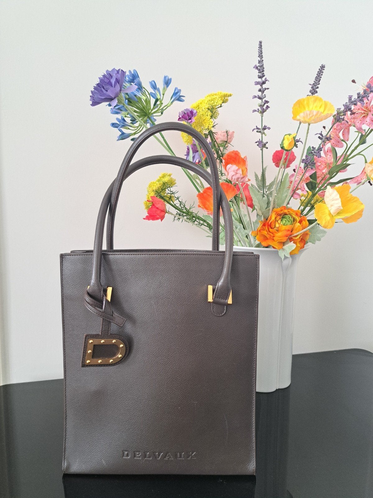 Delvaux Le Jeff Jumping PM, Ophalen of Verzenden, Zo goed als nieuw, Bruin, Handtas