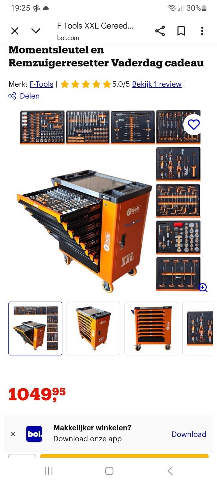 CHARIOT À OUTILS XXL 8 TIROIRS DONT 8 REMPLIS DE CLÉ DYNAMOM, Enlèvement ou Envoi