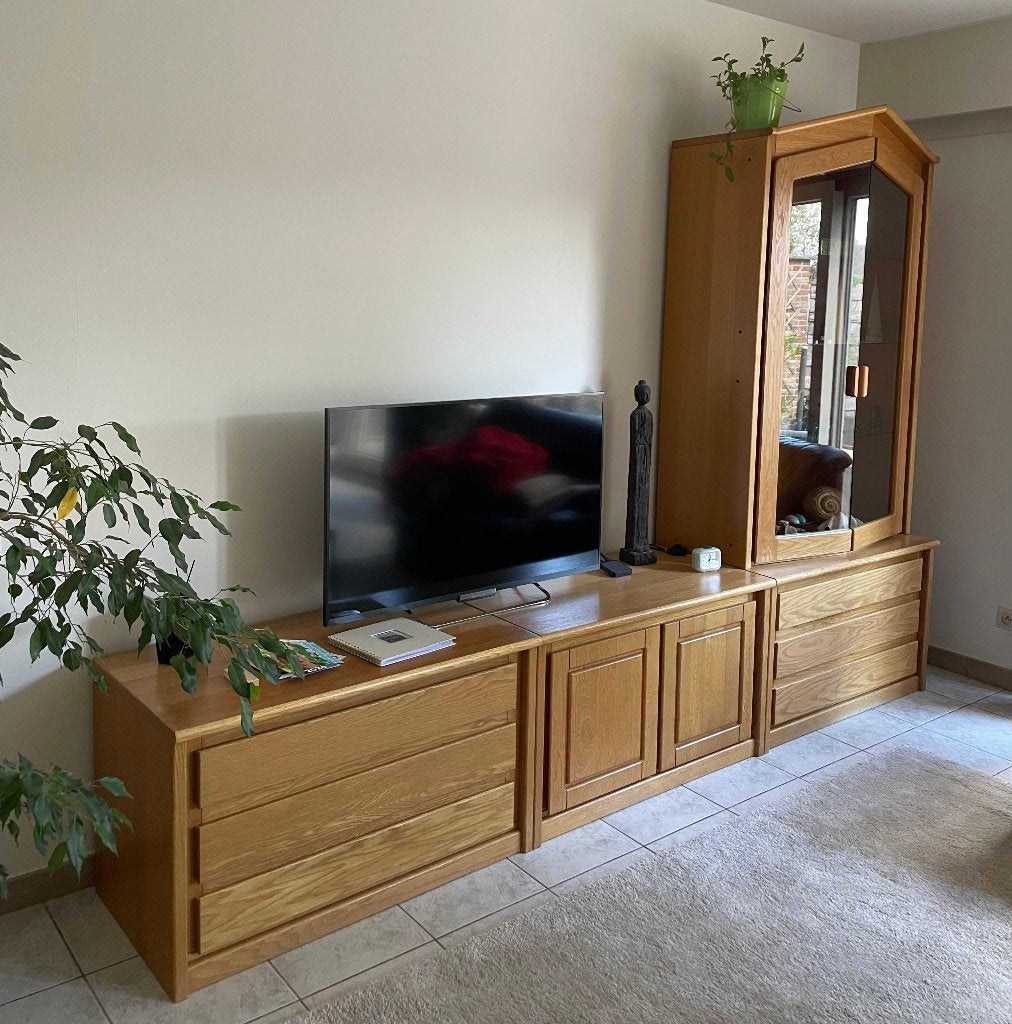 TV- livingkast, Huis en Inrichting, Ophalen, Gebruikt, Eikenhout, Met lade(s)