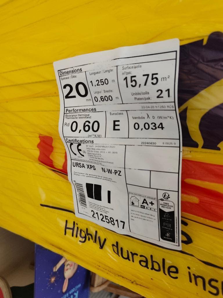 2 x Ursa Xps isolatiemateriaal, Doe-het-zelf en Bouw, Isolatie en Afdichting, Nieuw, Muurisolatie, Hardschuim (Pir), Minder dan 4 cm