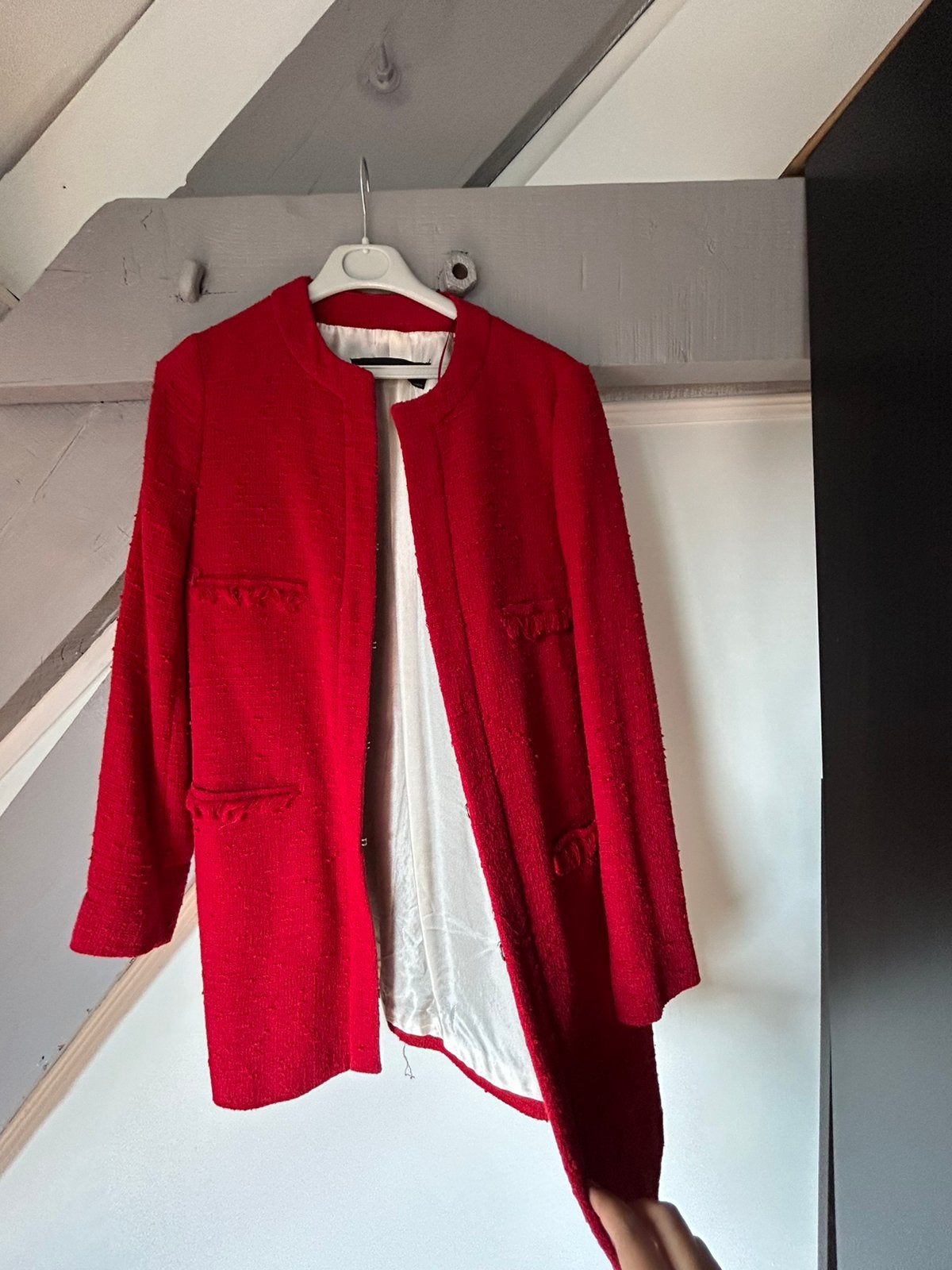 Rode jas - Zara, Kleding | Dames, Ophalen, Zo goed als nieuw, Jasje, Maat 36 (S)