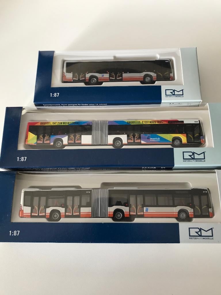RIETZE - 3 BUS MERCEDES-BENZ CITARO - STIB / MIVB - 1:87, Collections, Envoi, Neuf, Bus ou Métro, Modèle réduit