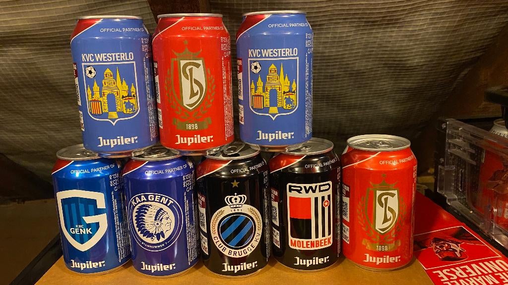 Jupiler 13 losse blikjes  van Belgisch voetbal, Verzamelen, Verzenden, Gebruikt, Overige typen, Jupiler