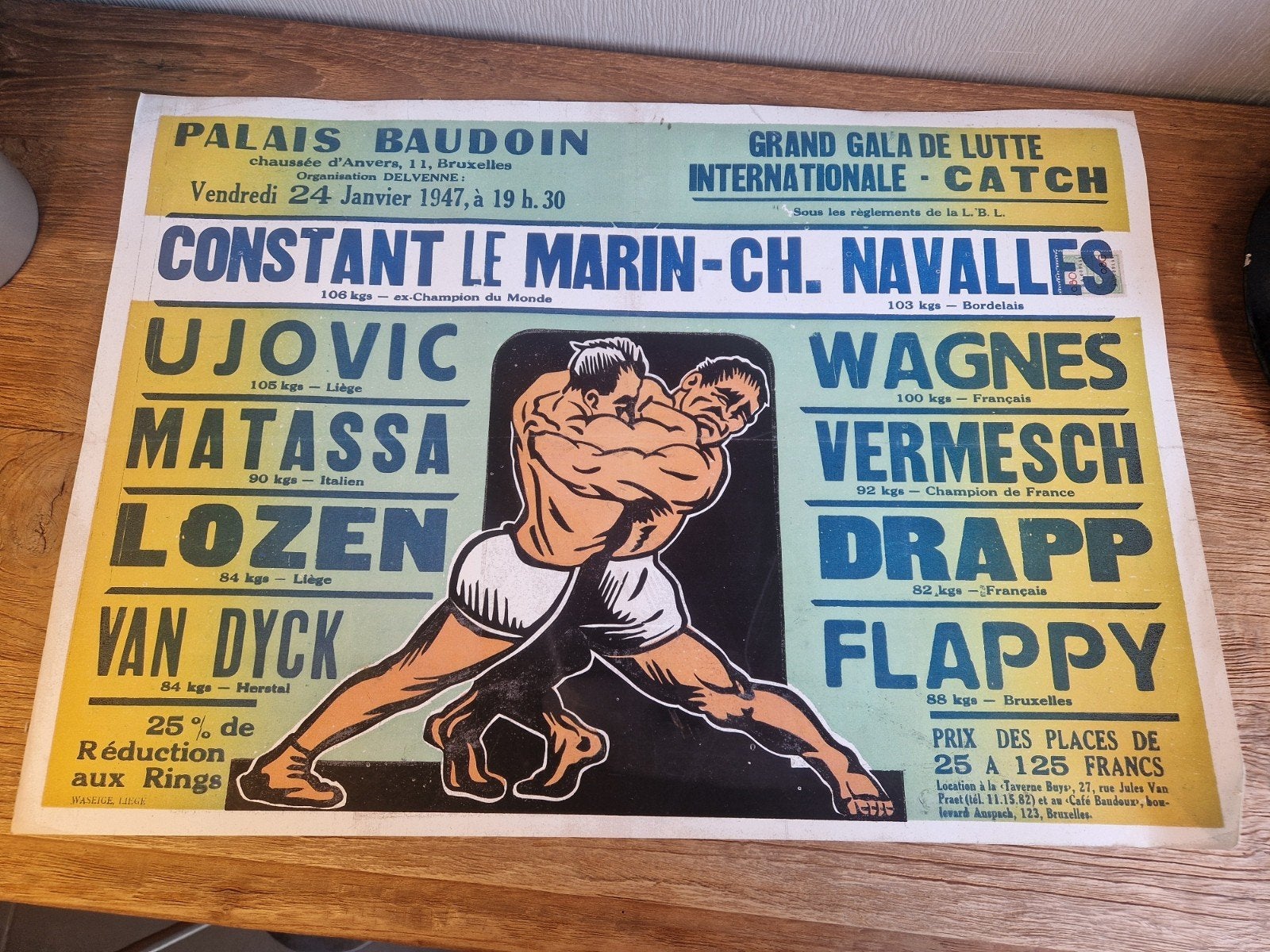 kopie oude affiche box wedstrijd, Antiek en Kunst, Ophalen of Verzenden