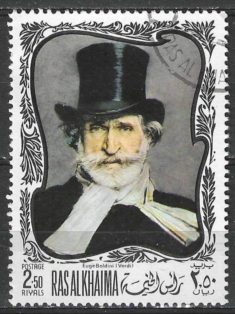 Ras Al Khaima 1969 - Stampworld 296 - Mozart - 2,50 R. (ST), Postzegels en Munten, Verzenden, Gestempeld