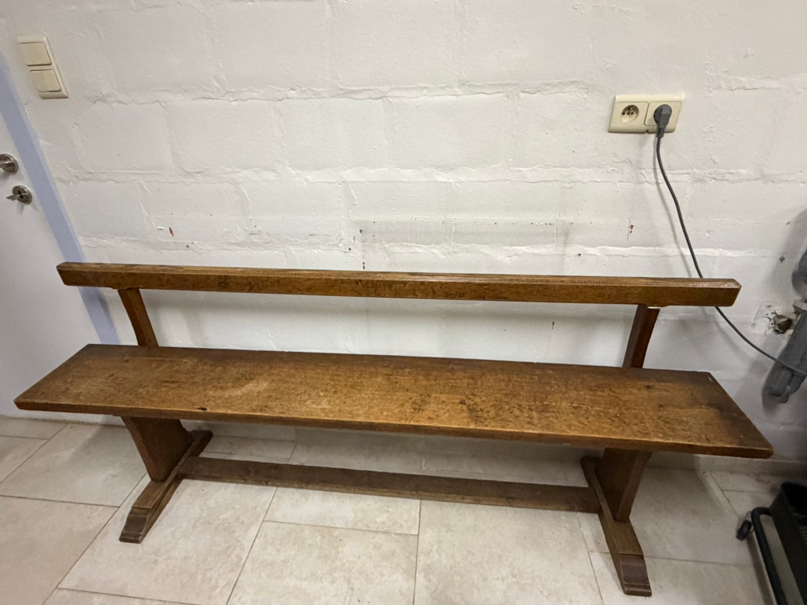 Antieke bank / oude bank / houten bank, Enlèvement, Utilisé, 125 cm ou plus, Moins de 50 cm