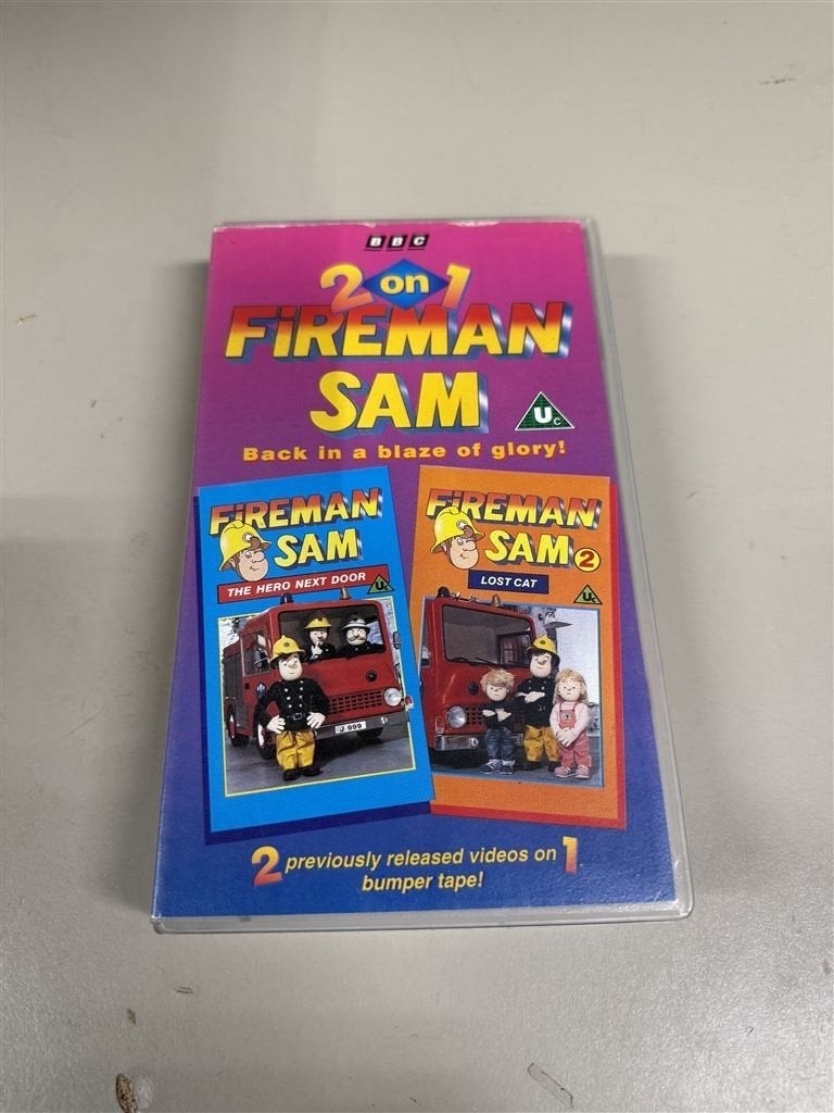 brandweerman sam - Fireman Sam 2 on 1 bbv vhs, Ophalen of Verzenden, Zo goed als nieuw, VHS
