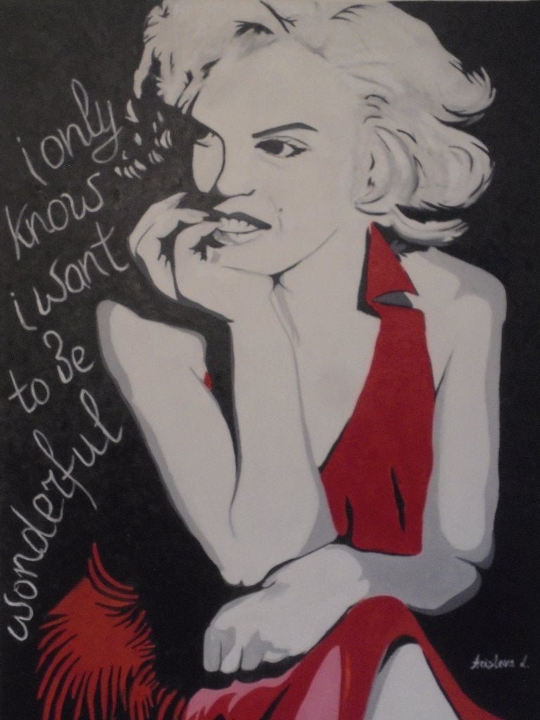 olieschilderij popart Marilyn Monroe 2 (60x80), Antiek en Kunst, Ophalen of Verzenden, Olieverf, Overige materialen, Gesigneerd