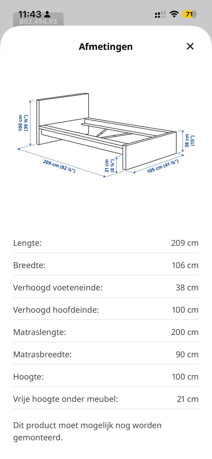 1 persoonsbed te koop, Ophalen, Zo goed als nieuw