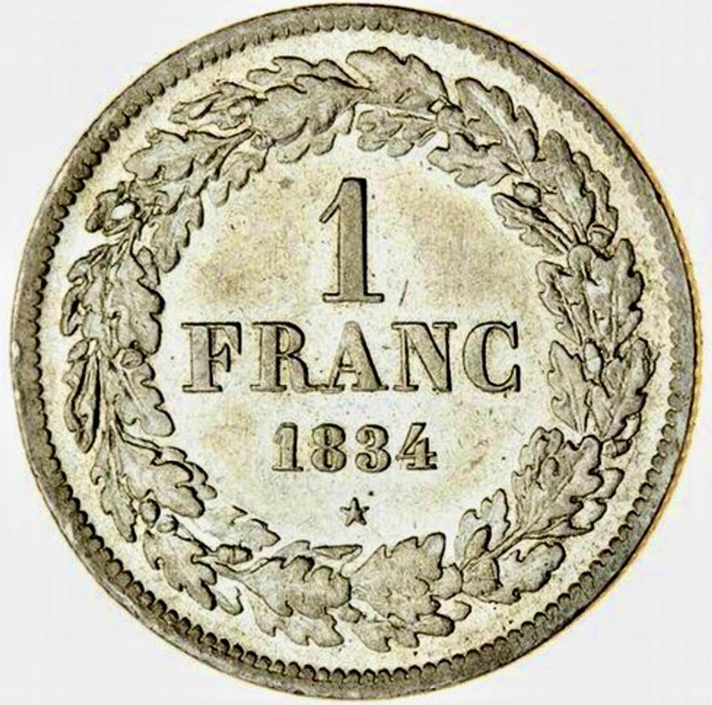 Belgium1 Franc 1834 NGC MS63 Topstuk!!, Verzenden, Zilver, Losse munt, Zilver