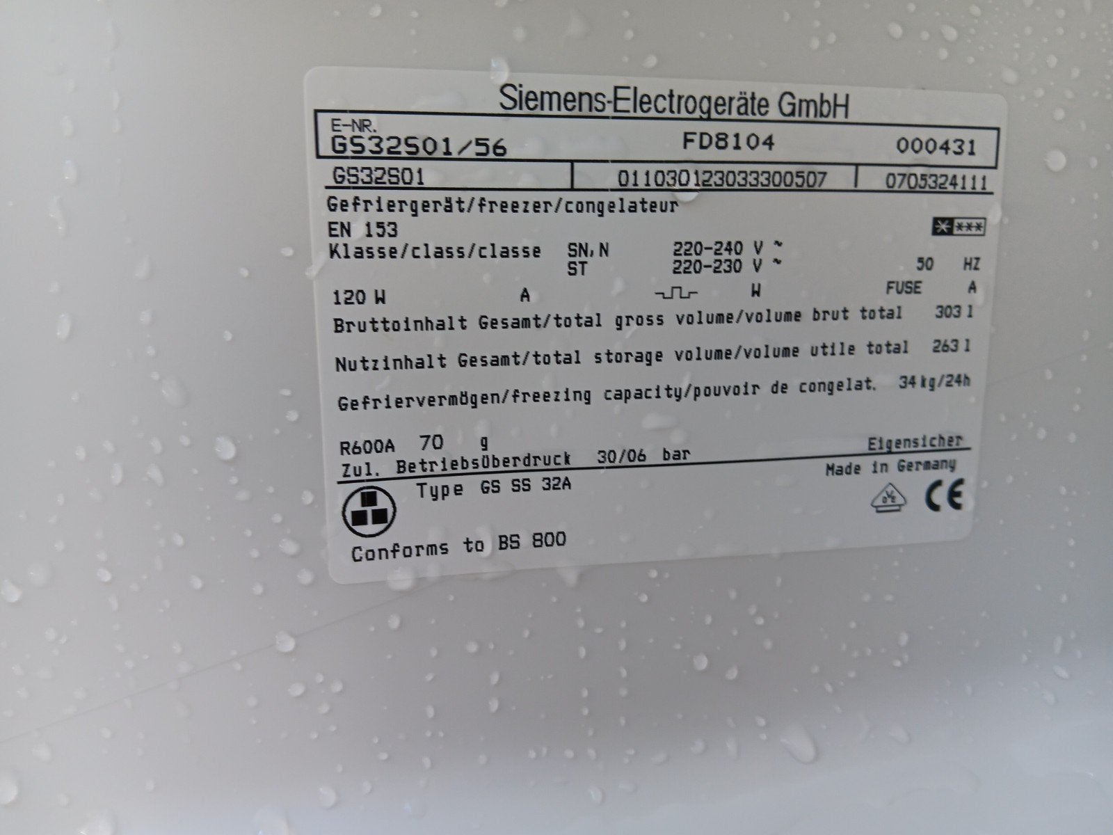 Congélateur Siemens 263 litres, Electroménager, Enlèvement ou Envoi, Congélateur