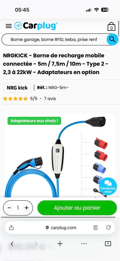 NRGkick – câble de chargement – 5 m – WiFi – Bluetooth, Autos : Divers, Bornes de recharge, Neuf, Enlèvement ou Envoi