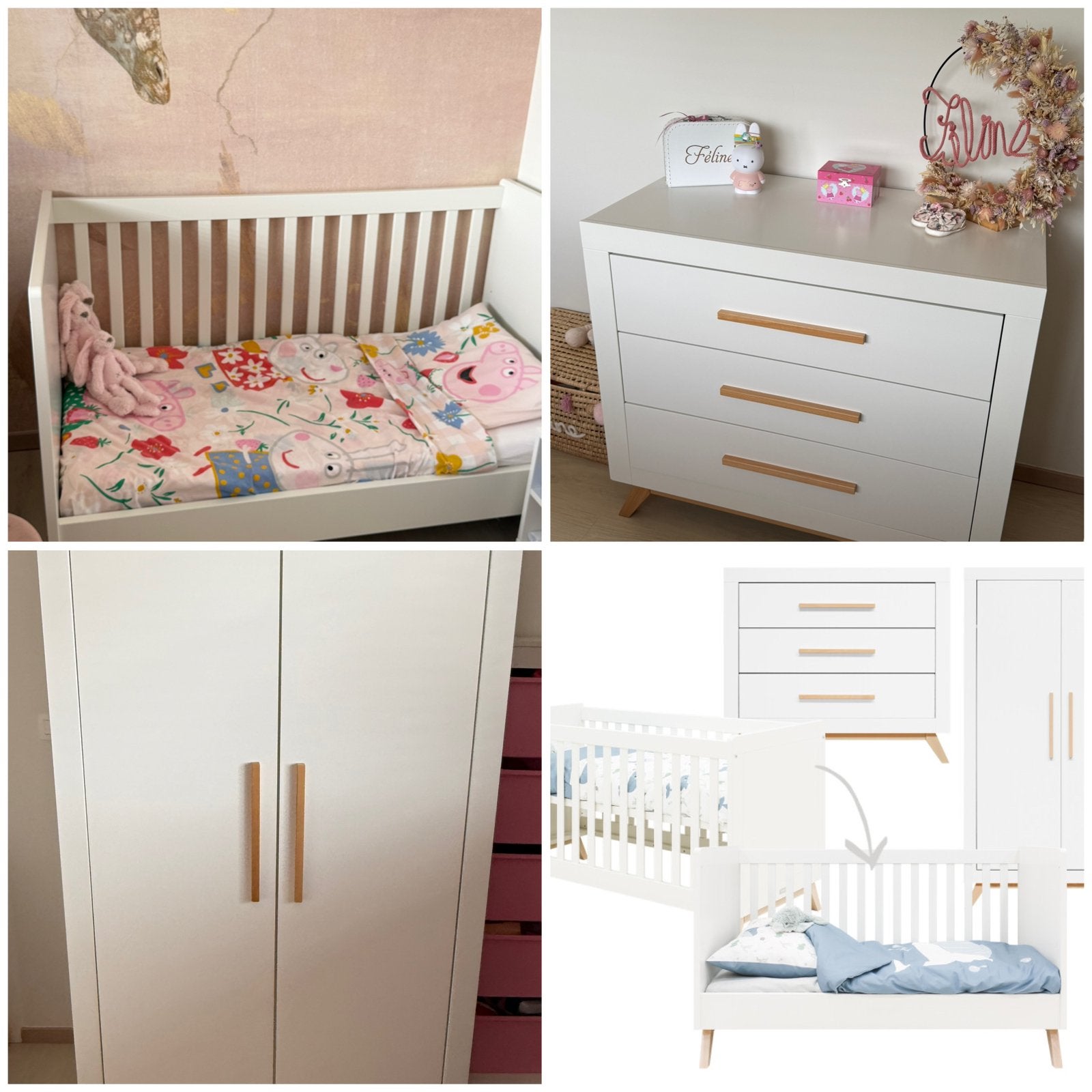 Fenna 3-delige meegroeikamer Wit/Naturel, Kinderen en Baby's, Kinderkamer | Complete kinderkamers, Ophalen, Zo goed als nieuw