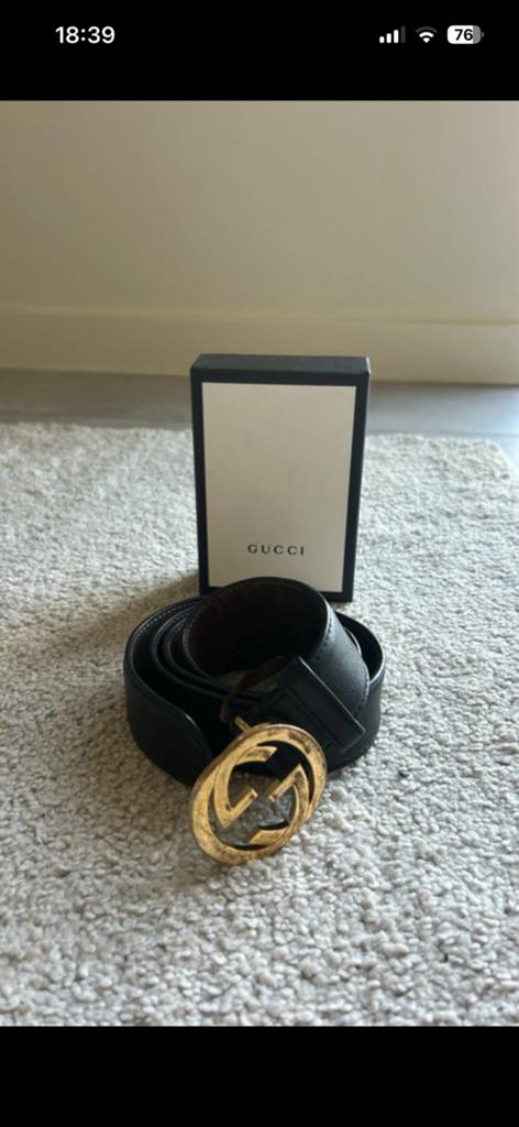Zwarte lederen riem Gucci 85 cm, 80 tot 90 cm, Zwart, Heupriem, Ophalen of Verzenden
