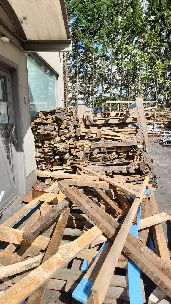 Hout van Dennebomen, palletten, boomstammen dringend weg, Tuin en Terras, Brandhout, Ophalen, Stammen