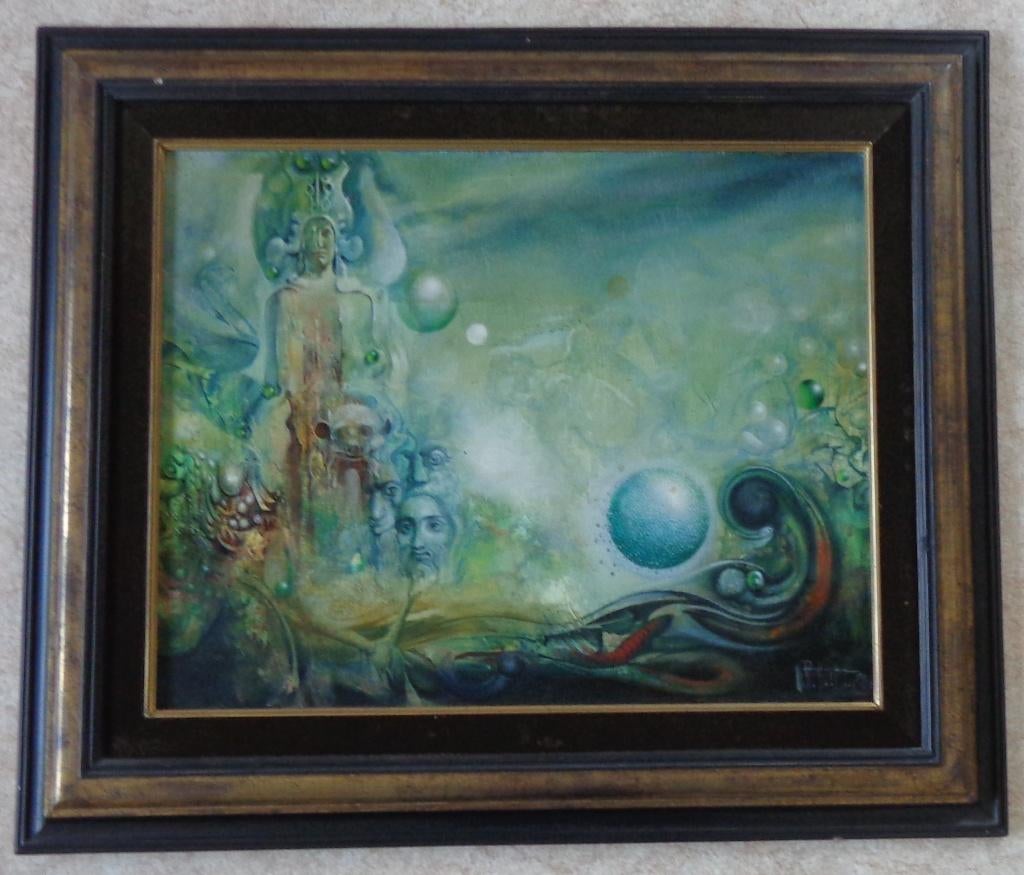 ROGER VAN BELLEGHEM / STANDBEELD / OLIEVERF DOEK / 64x75cm, Enlèvement, Signé, Peinture à l'huile