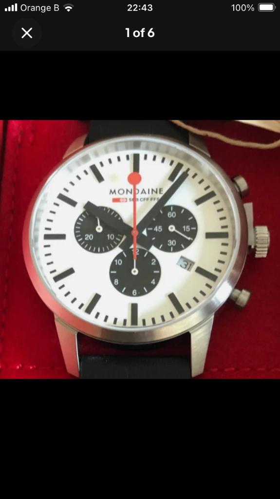 Mondaine Chronograph Railway watch / horloge Panda, Handtassen en Accessoires, Horloges | Heren, Overige merken, Staal, Polshorloge