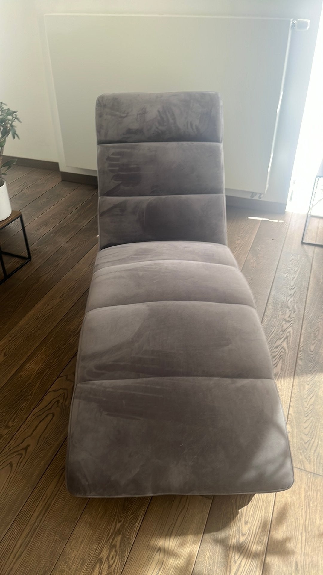 Giga Living Ligstoel Wikra - Donkergrijs Stof - 170x60x82cm, Moins de 150 cm, Une personne, Enlèvement, Utilisé