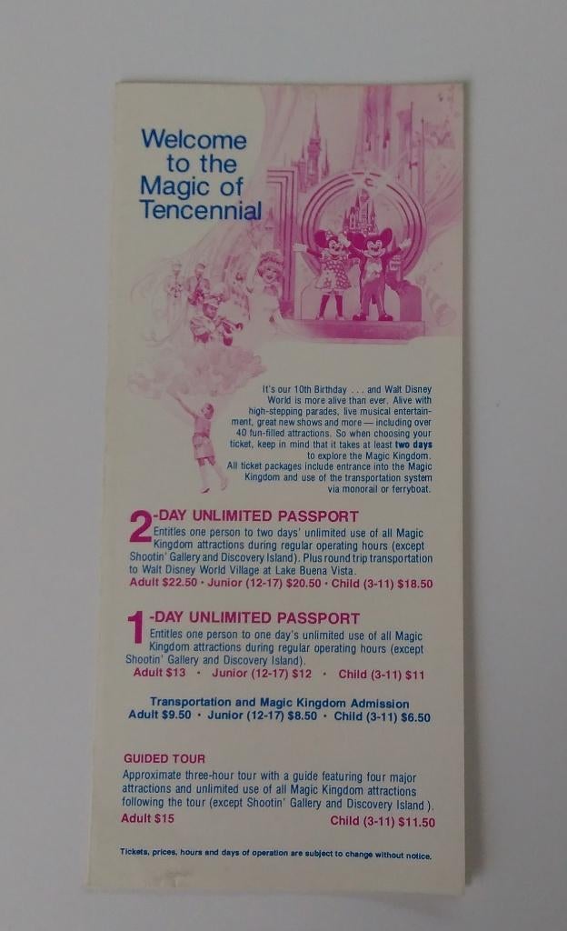 Welcome to the Magic Tencennial : Disney Village/Epcot 1981, Enlèvement ou Envoi, Mickey Mouse, Comme neuf, Papier, Carte ou Papeterie