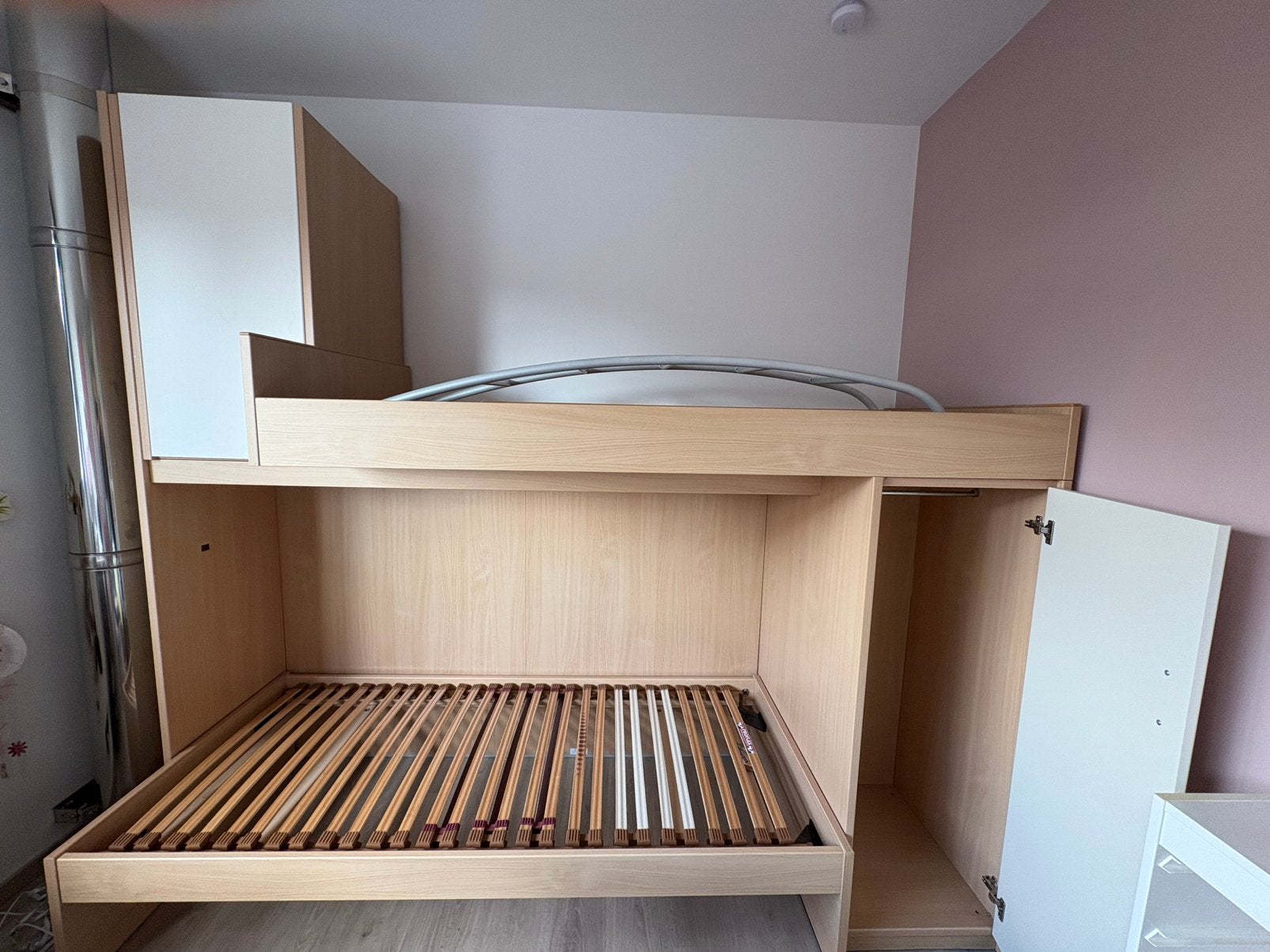 Stapelbed, Huis en Inrichting, Slaapkamer | Bedden, Ophalen, Gebruikt, 90 cm, Bruin