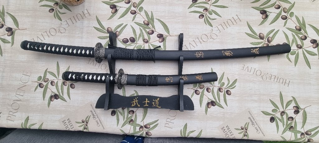 Set van 2 decoratieve Japanse Samurai zwaarden, Ophalen, Zwart