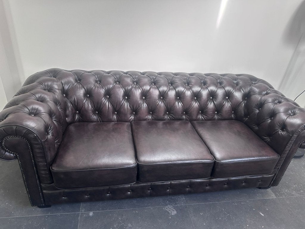 Chesterfield Birmingham 3-zits, HW/PU, Ant-Brown, 100 à 125 cm, 200 à 250 cm, Banc droit, Enlèvement