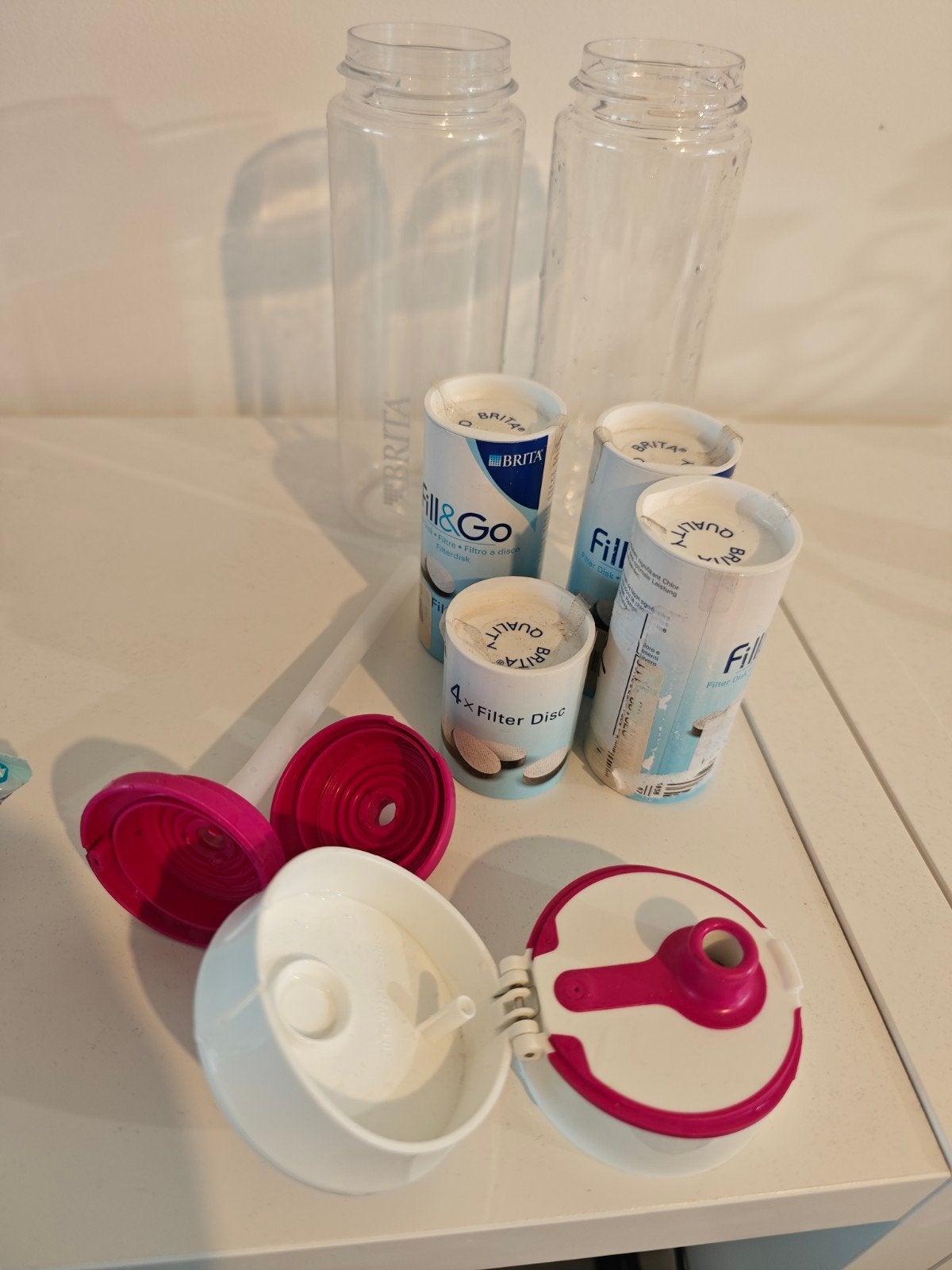 Brita waterfles Fill & Go + 22 filters, Ophalen of Verzenden, Gebruikt