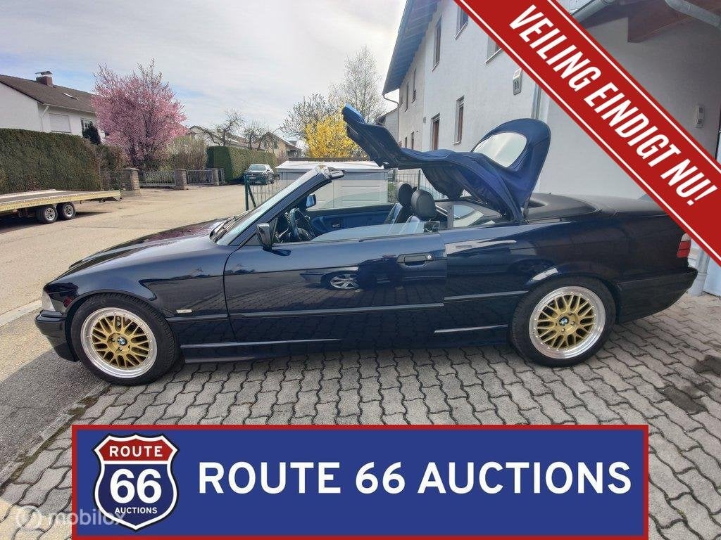 BMW 328 iA Cabriolet | 1999 | Route 66 Auctions, Auto's, Zwart, Bedrijf, Handgeschakeld, Overige carrosserie
