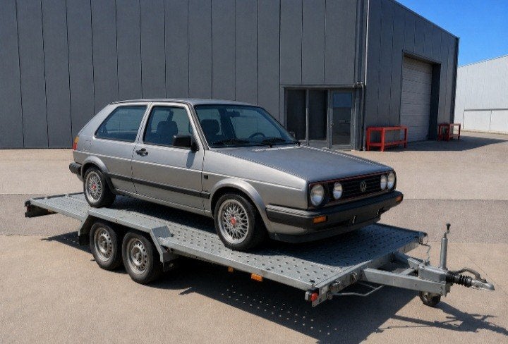 Oldtimer ☆ VW Golf 2 DIESEL (jp) 103.500-km 3-deurs trekhaak, Autos, Argent ou Gris, Boîte manuelle, Attache-remorque, Tissu